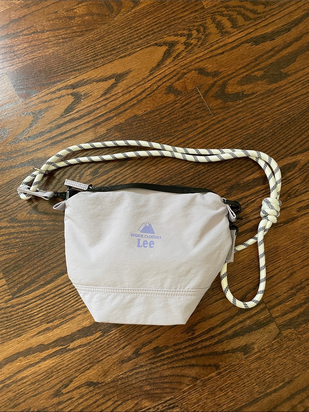 Lee Small Crossbody in Lavender with Black-and-White Rope Strap